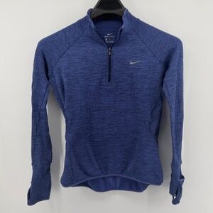 Nike Dri-FIT Quarter Zip Pullover Womens Medium Blue Excellent Space Dye Running